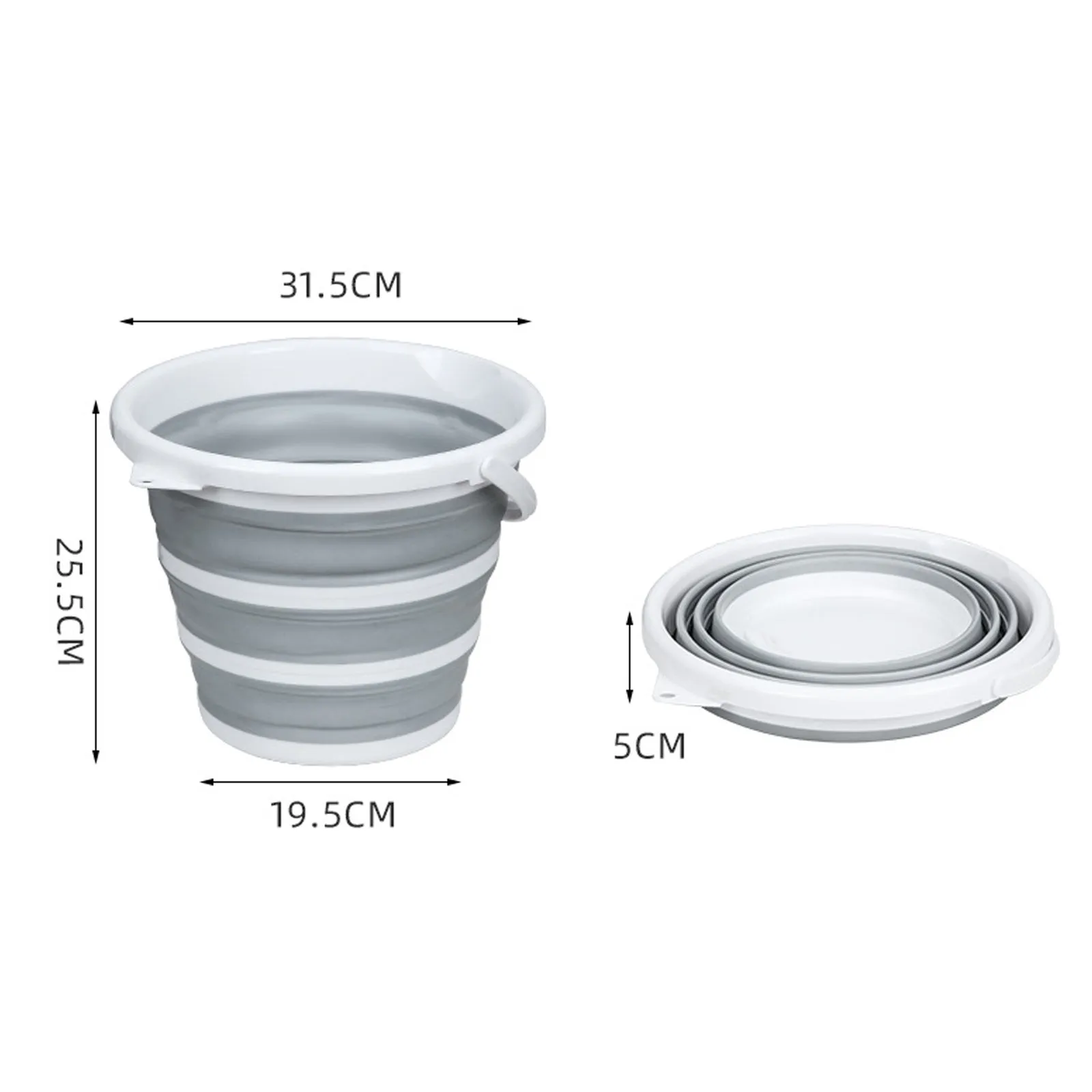 - Silicone Hiking/Camping/Fishing Time-limited offer Multi-functional Bucket Grey/White 10L Foldable 3x Collapsible