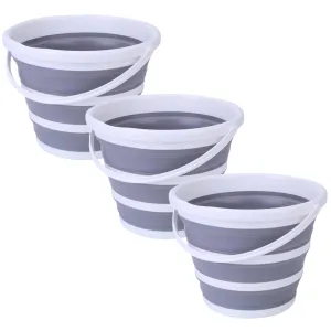 - Silicone Hiking/Camping/Fishing Time-limited offer Multi-functional Bucket Grey/White 10L Foldable 3x Collapsible