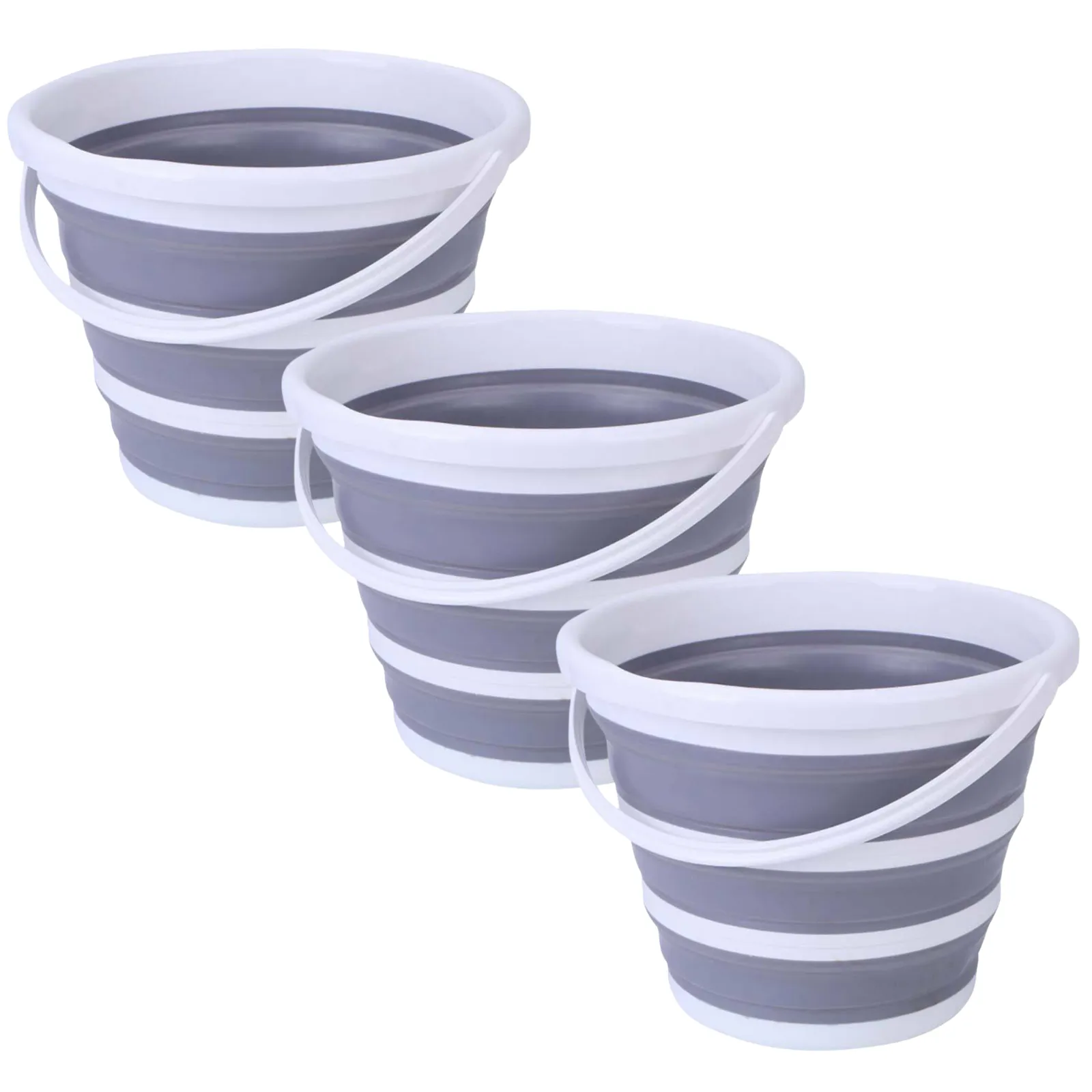 - Silicone Hiking/Camping/Fishing Time-limited offer Multi-functional Bucket Grey/White 10L Foldable 3x Collapsible