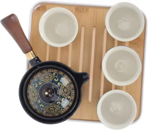 1 Set Ceramic Automatic Teapot with Tea Cup Lid and Storage Bag Heat Resistant Design for Home Restaurant and Tea House Use Elegant and Portable