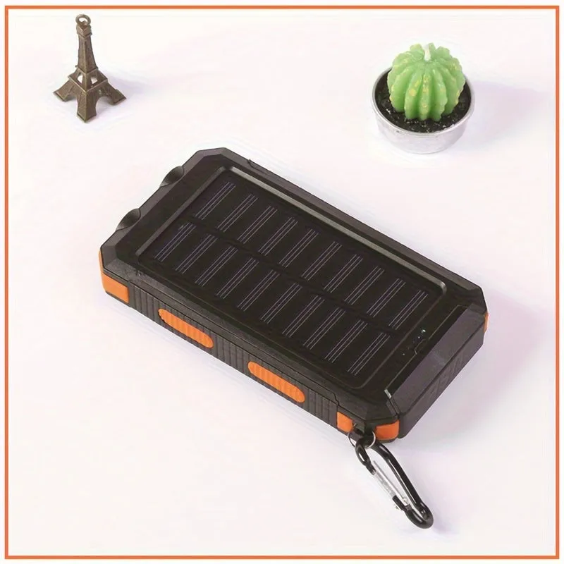 10000mAh Portable Solar Power Bank, 1 Piece Dual USB Output Port Power Bank With LED Light