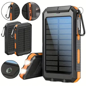 10000mAh Portable Solar Power Bank, 1 Piece Dual USB Output Port Power Bank With LED Light
