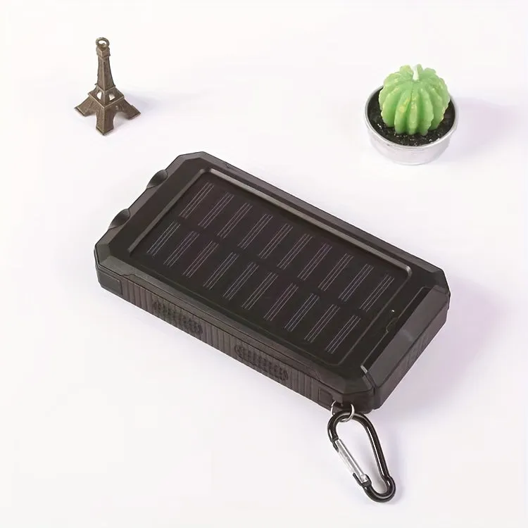 10000mAh Portable Solar Power Bank, 1 Piece Dual USB Output Port Power Bank With LED Light