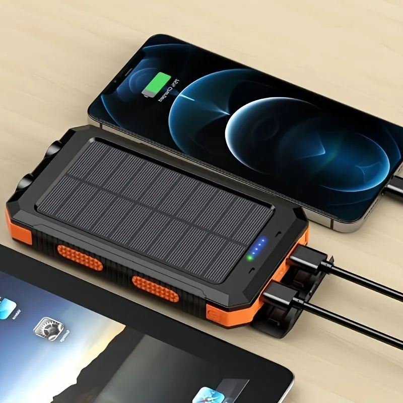 10000mAh Portable Solar Power Bank, 1 Piece Dual USB Output Port Power Bank With LED Light