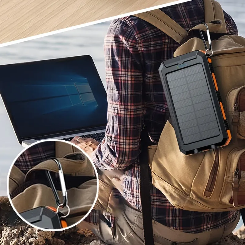 10000mAh Portable Solar Power Bank, 1 Piece Dual USB Output Port Power Bank With LED Light