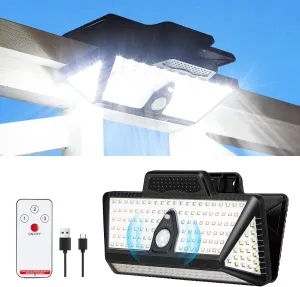 1000LM High Bright Motion Sensor Outdoor Lights, 208LEDs Solar Flood Lights Outdoor Waterproof with Motion Sensor, Clip on Solar Powered Security Lights for Outside Garage Camping Fence