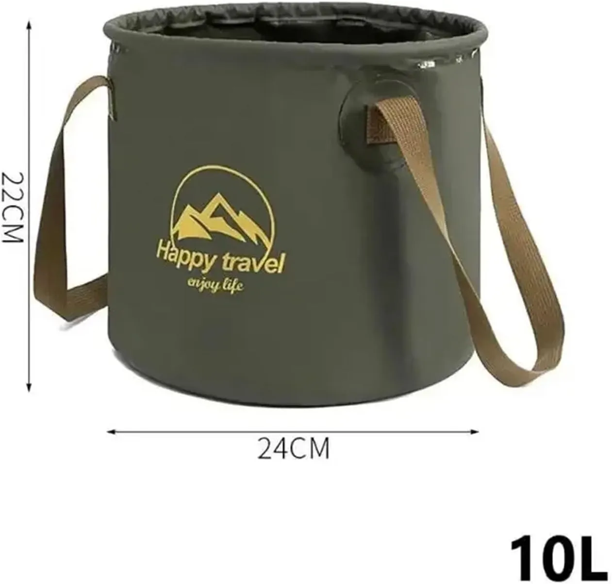 10L Outdoor Multifunctional Bucket Collapsible Portable Travel Bucket Large Capacity Carrying Bucket Camping Fishing Bucket(Green)