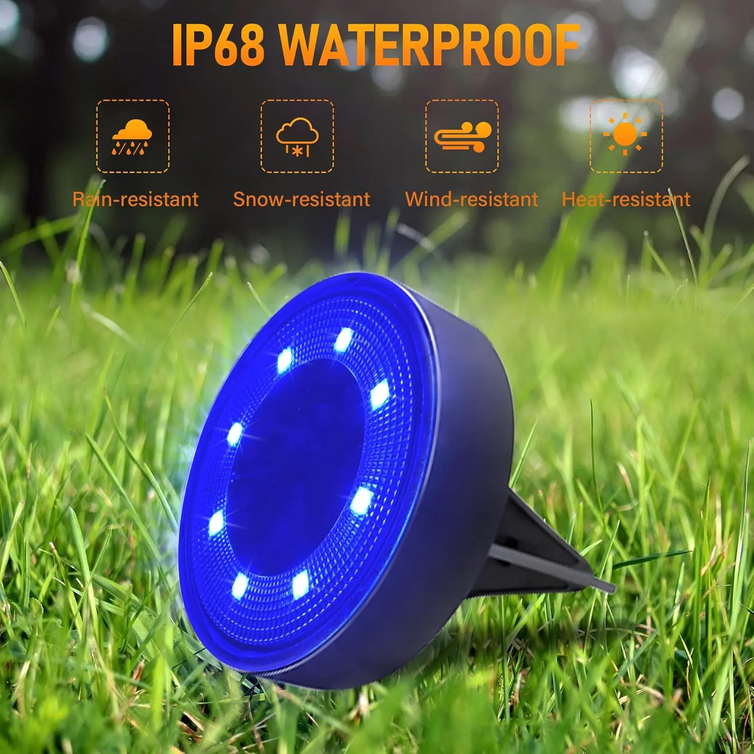 12 Packs Bright Solar Ground Lights Outdoor, 8 LED Disk Lights IP68 Waterproof 2025 Flat Landscape Lighting for Patio Pathway Yard, Paths, Decks, Lawns(Blue Light)