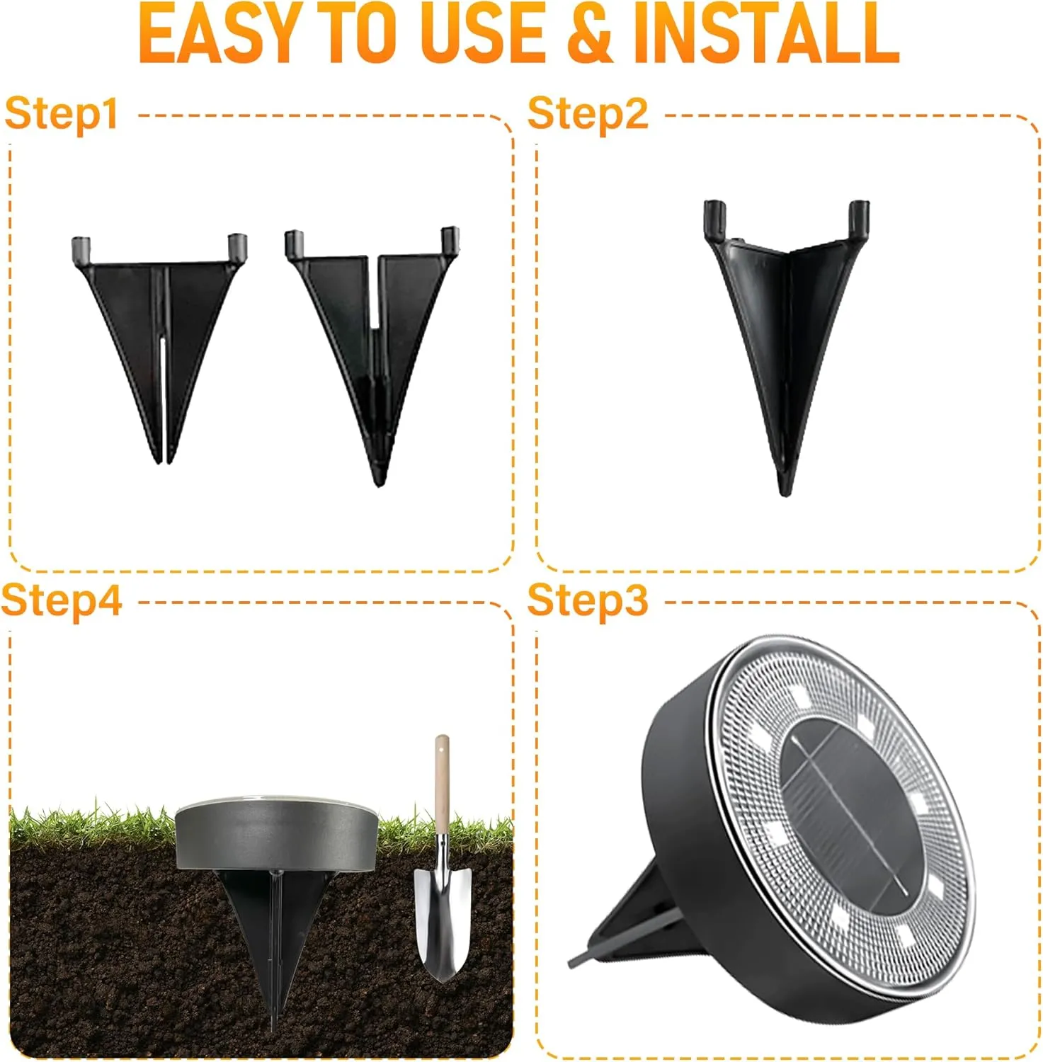 12 Packs Bright Solar Ground Lights Outdoor, 8 LED Disk Lights IP68 Waterproof 2025 Flat Landscape Lighting for Patio Pathway Yard, Paths, Decks, Lawns(Blue Light)