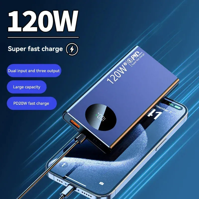 120W Super Fast Charging 50000mAh Power Bank - High-Capacity Mobile Power External Battery for iPhone, Xiaomi, Samsung