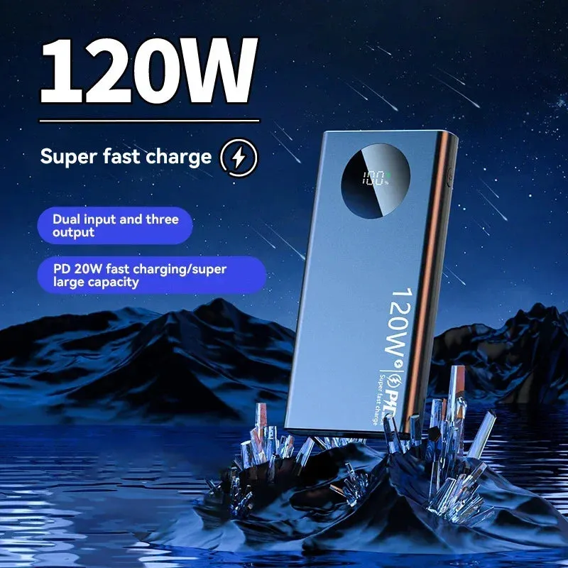 120W Super Fast Charging 50000mAh Power Bank - High-Capacity Mobile Power External Battery for iPhone, Xiaomi, Samsung