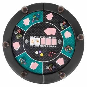 1.2M 6-Player Foldable Poker Table Top, Portable Round Blackjack Board Game Mat w/Carrying Bag