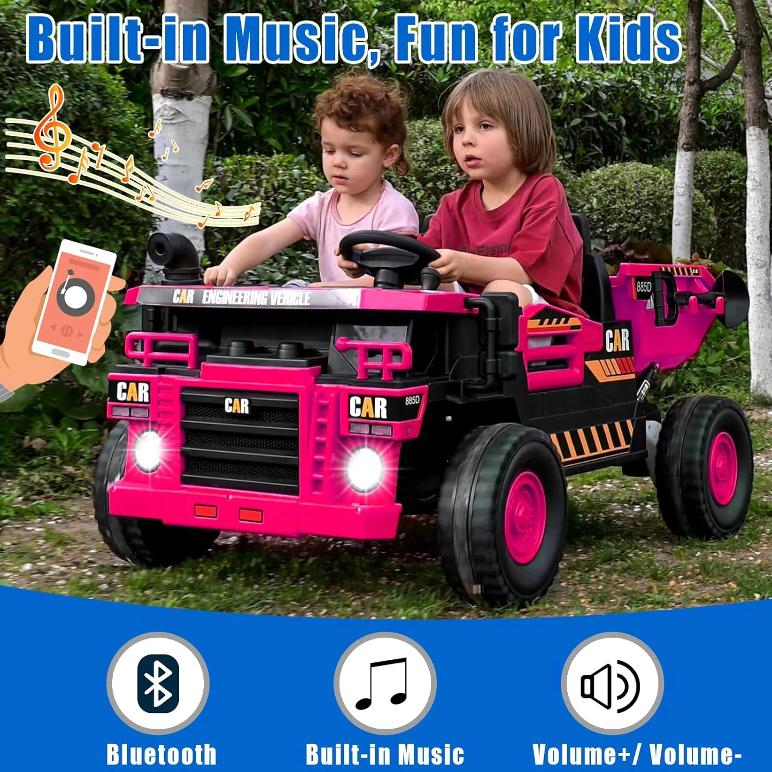 12V Ride on Dump Truck,4X100W Ride on Construction Vehicles Powerful Motors Up to 5Mph,Battery Powered Construction Vehicles,12V Ride on Car with Remote Control, Soft Start for Boys Girls Pink