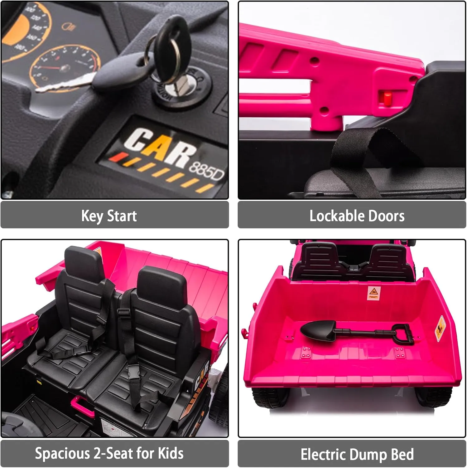 12V Ride on Dump Truck,4X100W Ride on Construction Vehicles Powerful Motors Up to 5Mph,Battery Powered Construction Vehicles,12V Ride on Car with Remote Control, Soft Start for Boys Girls Pink