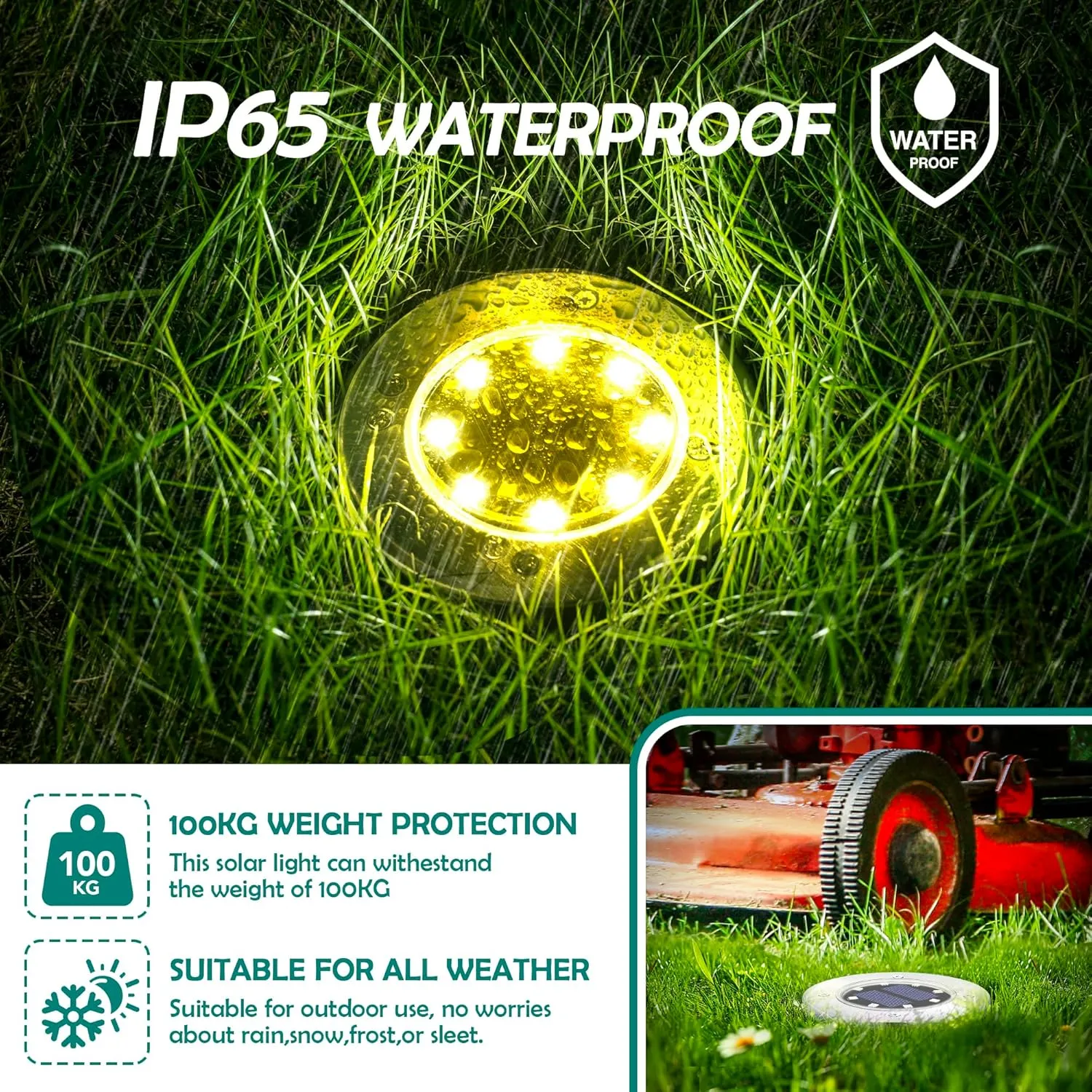 16 Pack Solar Lights Outdoor, 8 LED Solar Powered Ground Lights Waterproof Garden Landscape Lighting for Yard Deck Patio Driveway Pathway Walkway (Warm White)