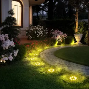 16 Pack Solar Lights Outdoor, 8 LED Solar Powered Ground Lights Waterproof Garden Landscape Lighting for Yard Deck Patio Driveway Pathway Walkway (Warm White)