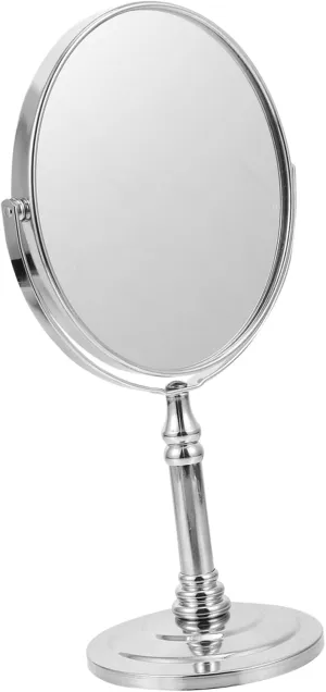 1Pc Double Sided Metal Desktop Makeup Mirror Design Portable Swivel Vanity Mirror for Hair Makeup for Bedroom Office and Dressing Table