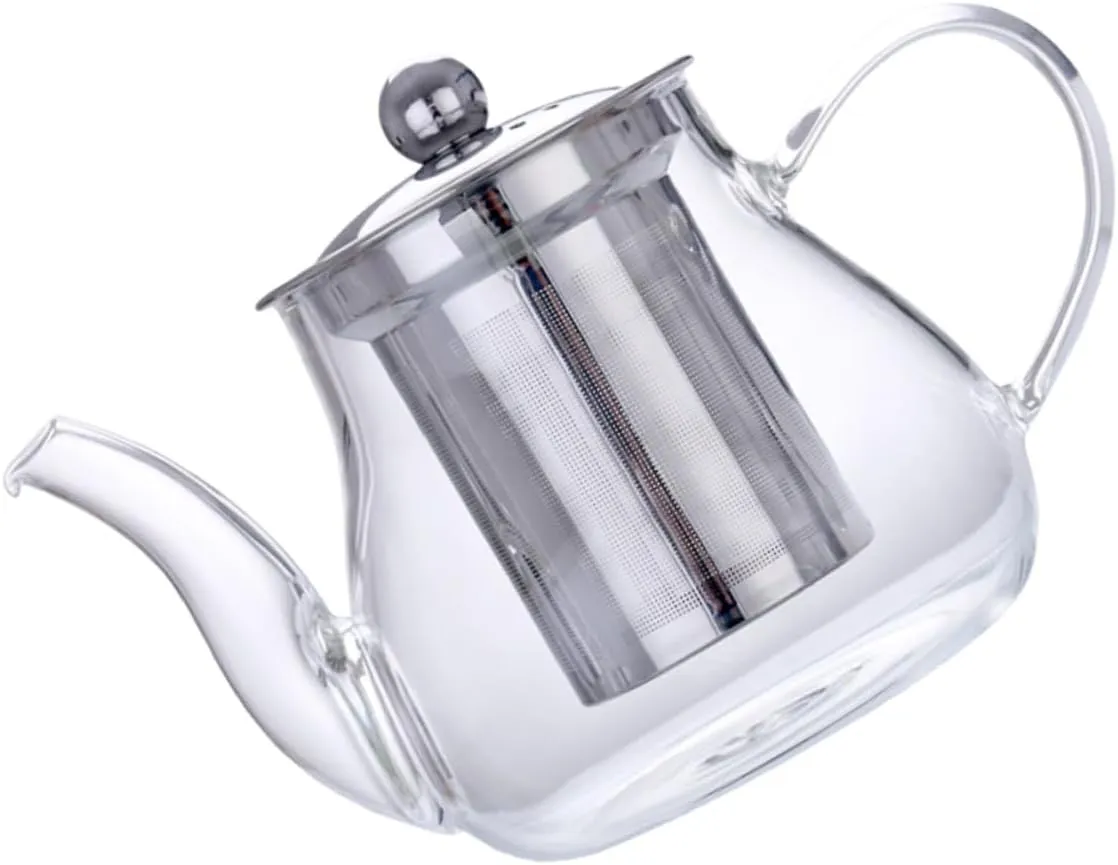 1pc Premium Borosilicate Glass Teapot with Infuser Transparent Household Tea Pot for Loose Leaf and Blooming Teas Heat Resistant Kettle