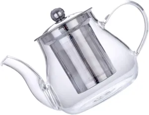 1pc Premium Borosilicate Glass Teapot with Infuser Transparent Household Tea Pot for Loose Leaf and Blooming Teas Heat Resistant Kettle