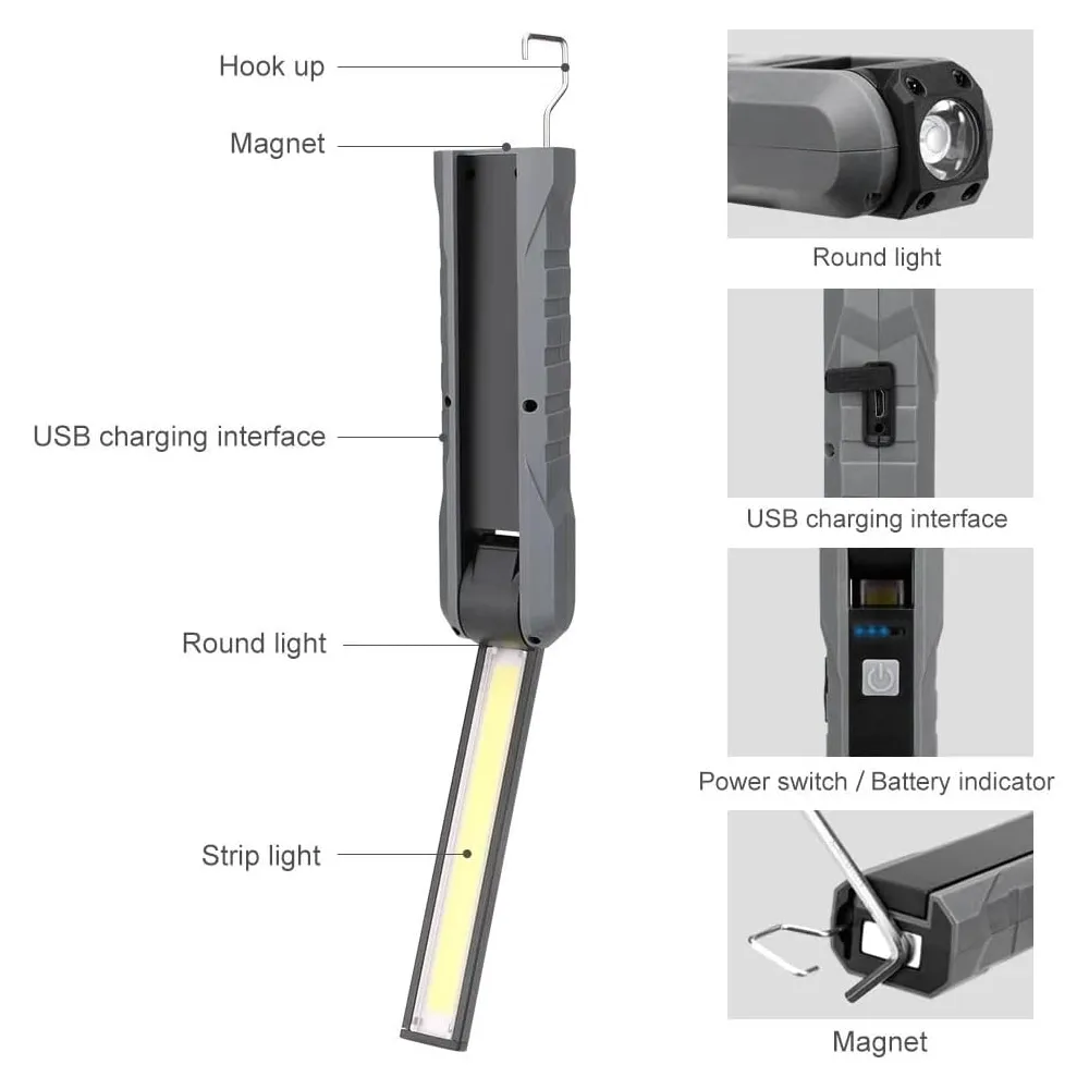 2 in 1 Foldable Outdoor Flashlight 5W by Porodo