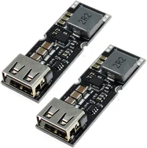 (2-Pack) JacobsParts 24W USB Fast Charge QC 3.0 Boost Module 3.7V Battery Input 5V 9V 12V Output DIY Power Bank