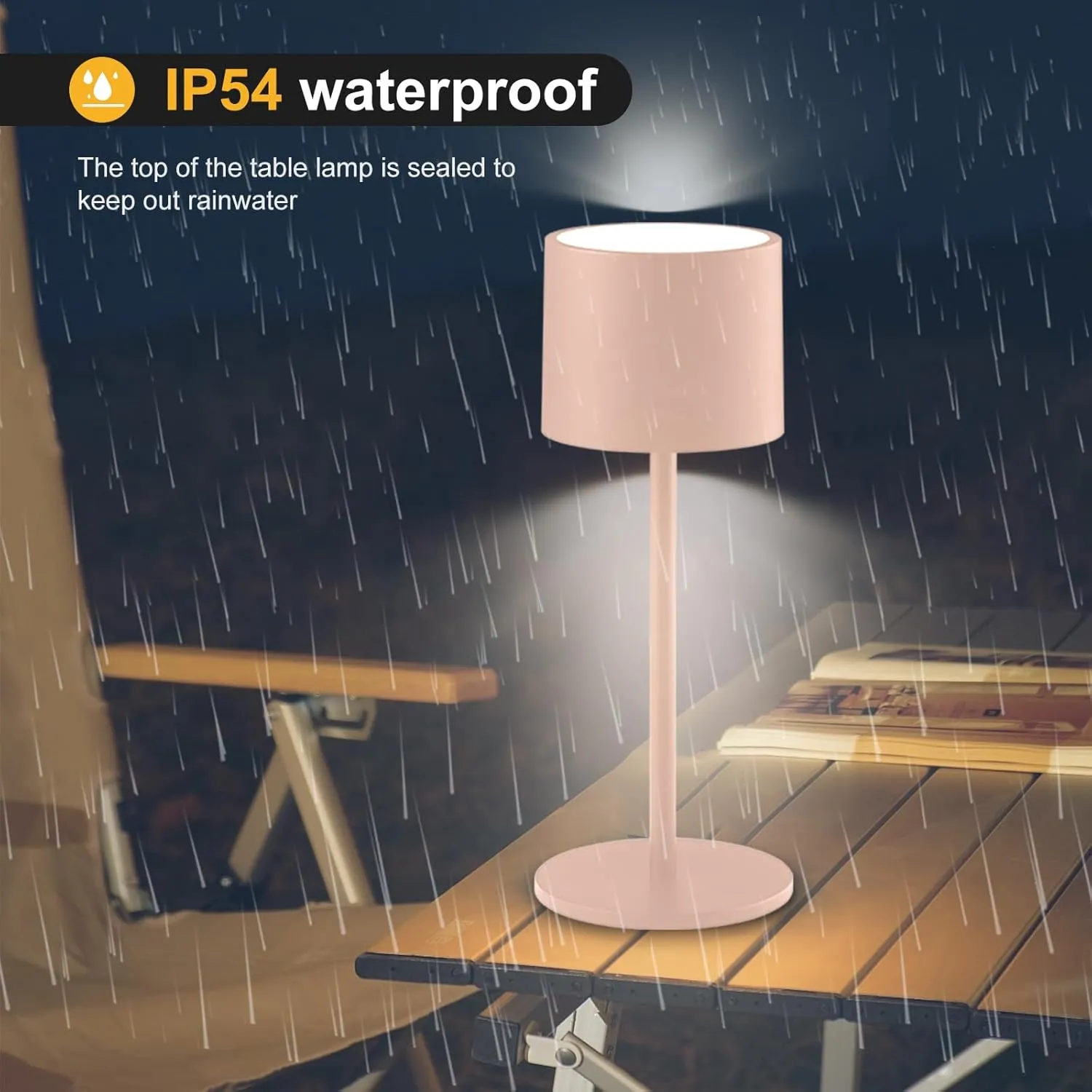 2 Pack Rechargeable Table Lamps, Battery Powered LED Desk Lamp, 3 Color Stepless Dimming Up, Portable Table Light for Bedroom/Couple Dinner/Desk/Cafe/Dining Room/Terrace,Waterproof & Wireless