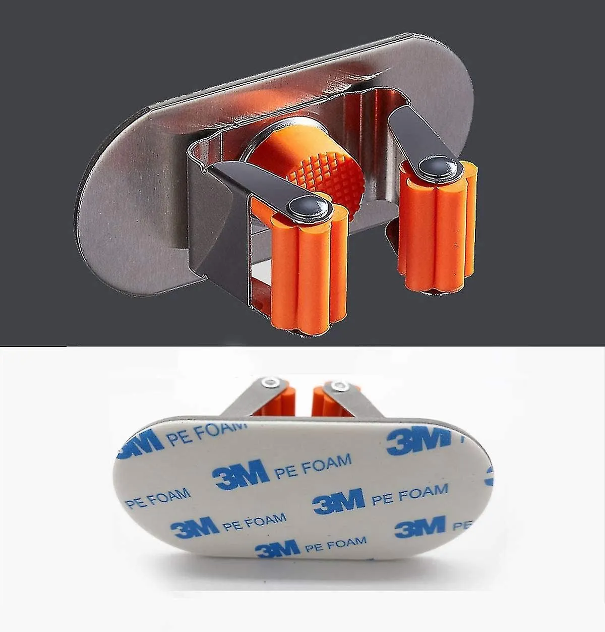 2 Pieces Self-adhesive 3m Stainless Steel Multi-function Mop And Broom Holder Fo