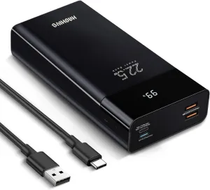 20000mAh Portable Charger Power Bank, with LED Display, QC 22.5W and PD 20W Bidirectional Fast Charging, 3 Outputs & 2 Inputs, for iPhone, Samsung, iPad etc (Black)