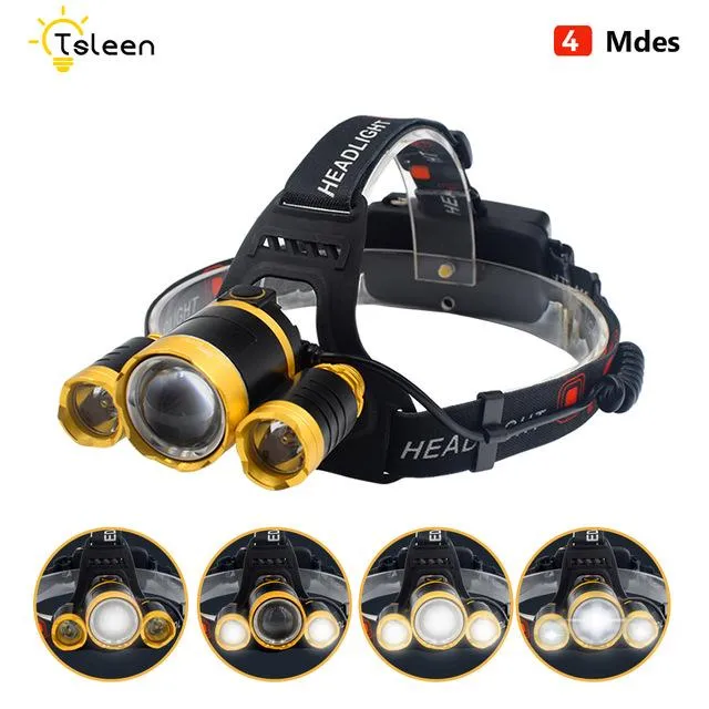 2000LM 4 Modes LED CREE T6 Headlamp Head Lamp lighting Zoomable Light Flashlight Torch Lantern Fishing Headlight  18650 battery