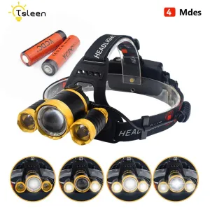 2000LM 4 Modes LED CREE T6 Headlamp Head Lamp lighting Zoomable Light Flashlight Torch Lantern Fishing Headlight  18650 battery
