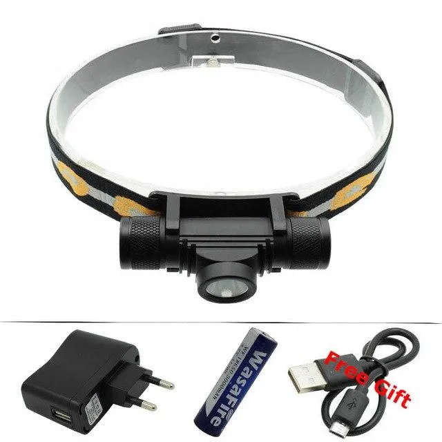 2000LM XM-L L2 LED Mini Headlamp Frontal Flashlight USB Rechargeable Headlight Hunting Fishing Head Torch  18650 Battery Charger