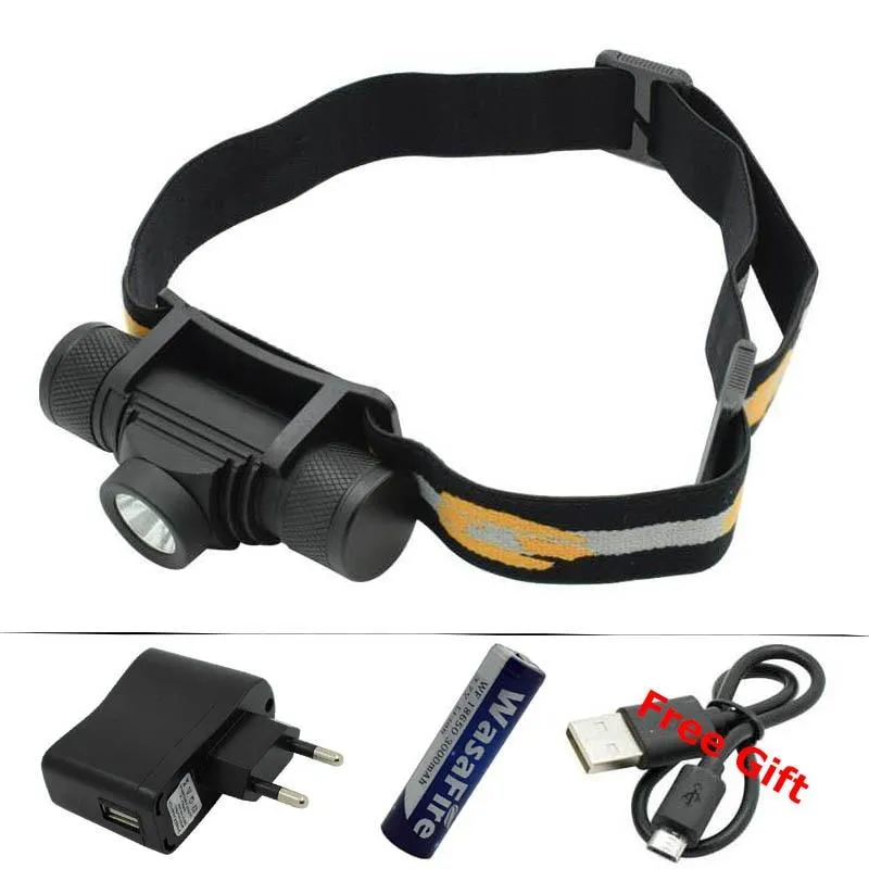 2000LM XM-L L2 LED Mini Headlamp Frontal Flashlight USB Rechargeable Headlight Hunting Fishing Head Torch  18650 Battery Charger