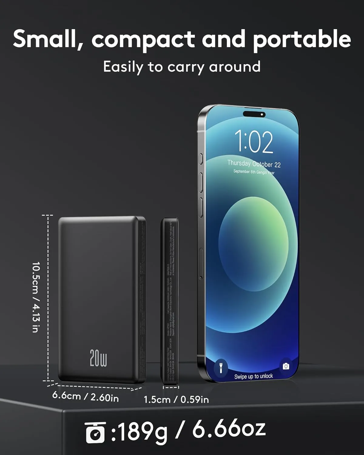 2025 for iPhone Magsafe Battery Pack, Ultra Slim Magnetic Power Bank Fast Charging, Wireless Portable Charger 10000mAh, 20W Powerbank Compatible with iPhone 16/15/14/13/12 Series, Metallic Black