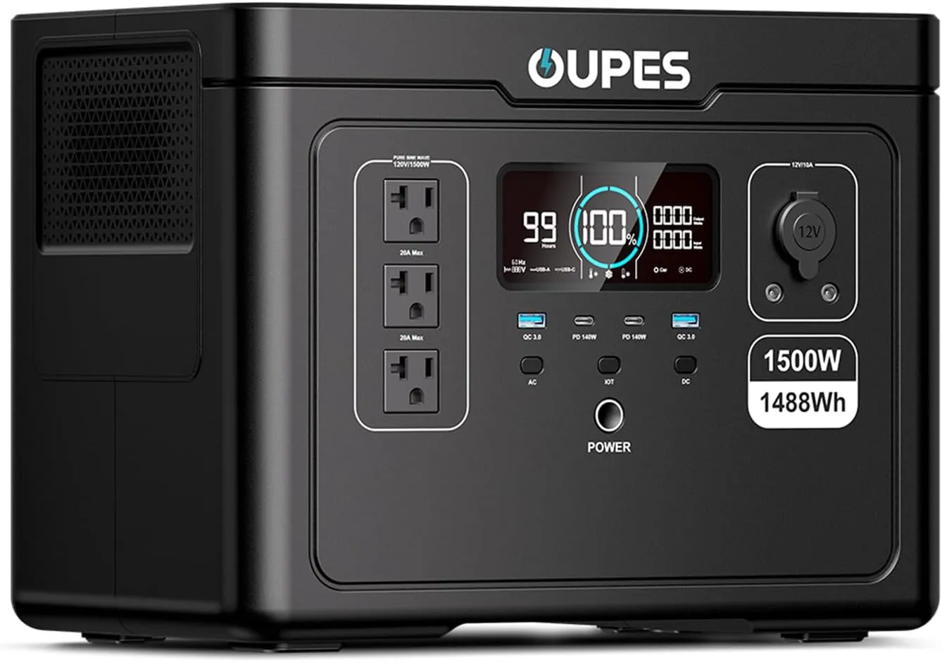 [2025 New] OUPES Exodus 1500 Portable Power Station 1500W (3600W Peak), 1488Wh LiFePO4 Battery Solar Generator with 4H Fast Charge, UPS & APP for RV/Home Emergency/Outdoor (30.5lbs Lightweight)