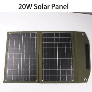 20W Foldable Solar Panel USB Portable Battery Charger for Cell Phone - Waterproof Power Bank for Camping Accessories