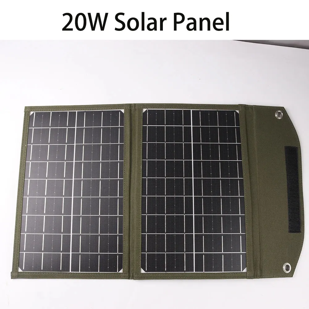20W Foldable Solar Panel USB Portable Battery Charger for Cell Phone - Waterproof Power Bank for Camping Accessories