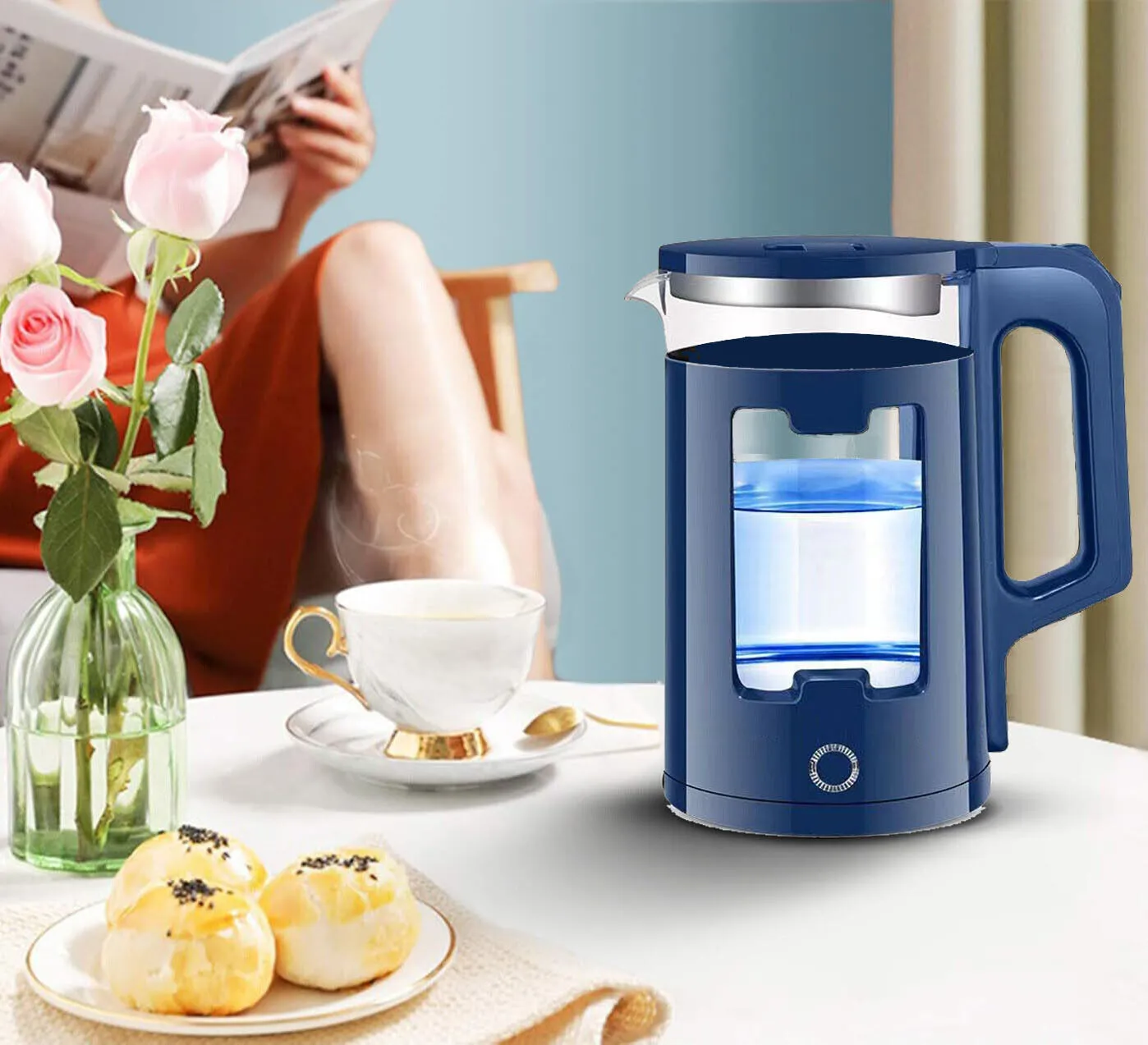 2.3L Electric Kettle With Keep Warm Function Window-Glass Double Wall