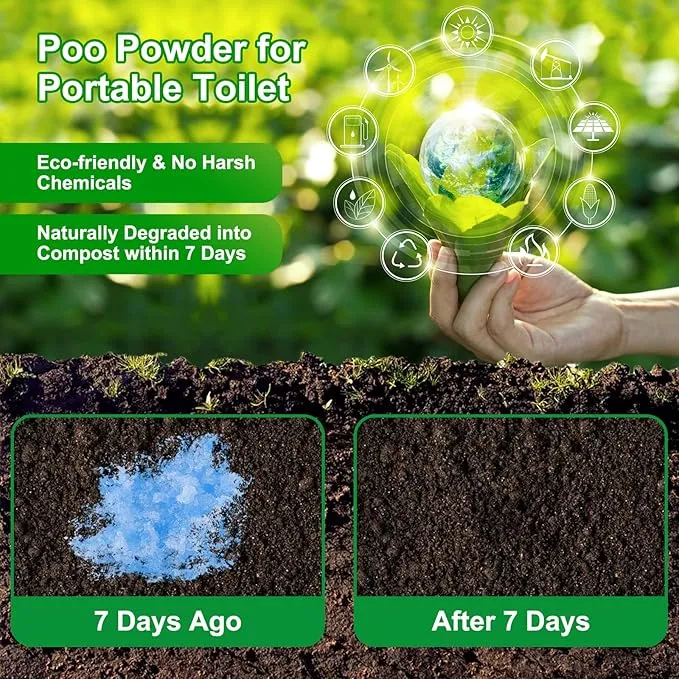 25 pack Portable Toilet Absorbent Gel Powder, Poo Gel for Camping Toilet Powder, Poo Urine Powder for Potty Bags, Poo Deodorizing Treatment for Outdoor Camping Hiking Emergency Toilet (25Pack)