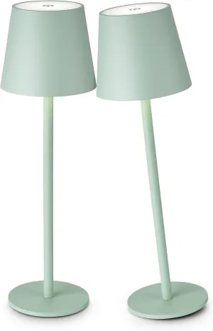 2Pack Cordless Table Lamp, 5200mAh IP54 Waterproof Rechargeable Battery Desk Lamp, 3 Color Stepless Dimming Up，Battery Operated Lamp for Kitchen/Outdoor/Restaurant/Camping (Matcha Green)