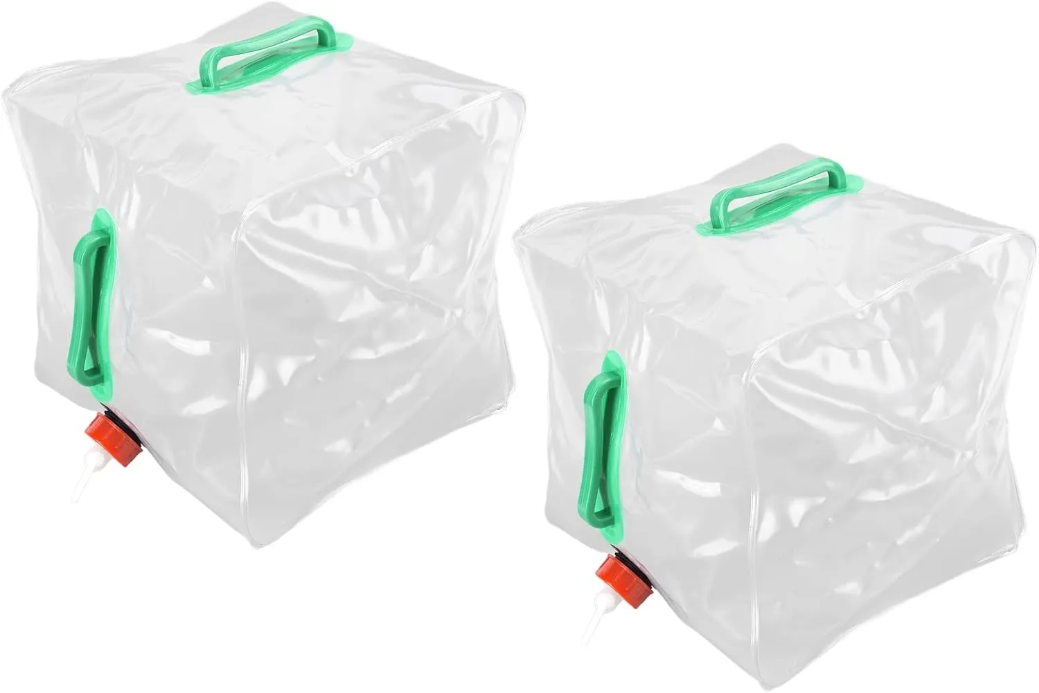 2Pcs 5Gallon Collapsible Water Container with Spigot, Camping Water Storage Carrier Jug for Outdoors Hiking Hurricane Emergency, Water Bottle Kit for Outdoor Fishing, Camping
