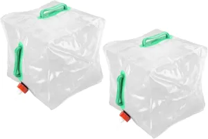 2Pcs 5Gallon Collapsible Water Container with Spigot, Camping Water Storage Carrier Jug for Outdoors Hiking Hurricane Emergency, Water Bottle Kit for Outdoor Fishing, Camping