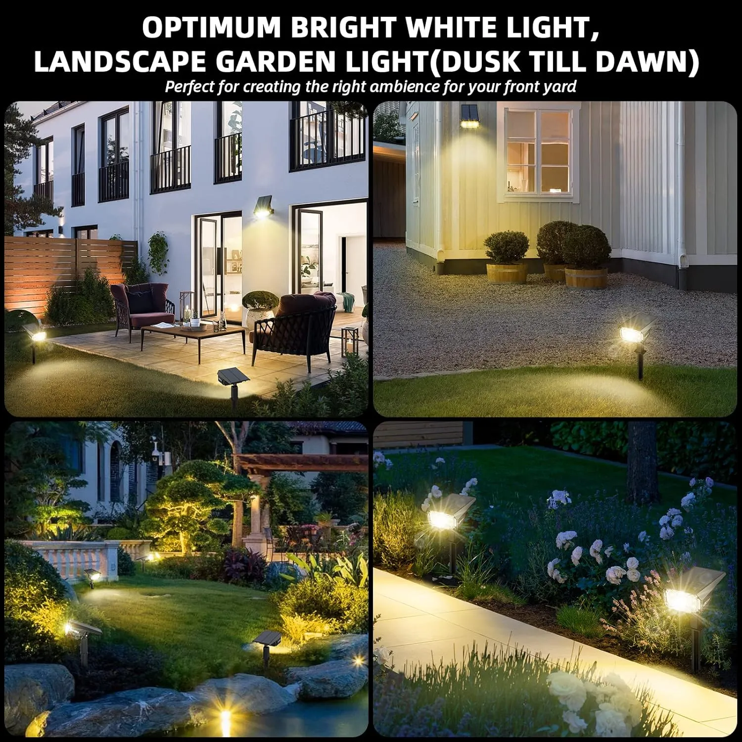 3 Brightness Modes Solar Outdoor Lights with Super Bright 40LEDs, 360 Adjustable Lighting Angle, USB Charging, Longer Working Time, Waterproof, Patio, Porch, Driveway