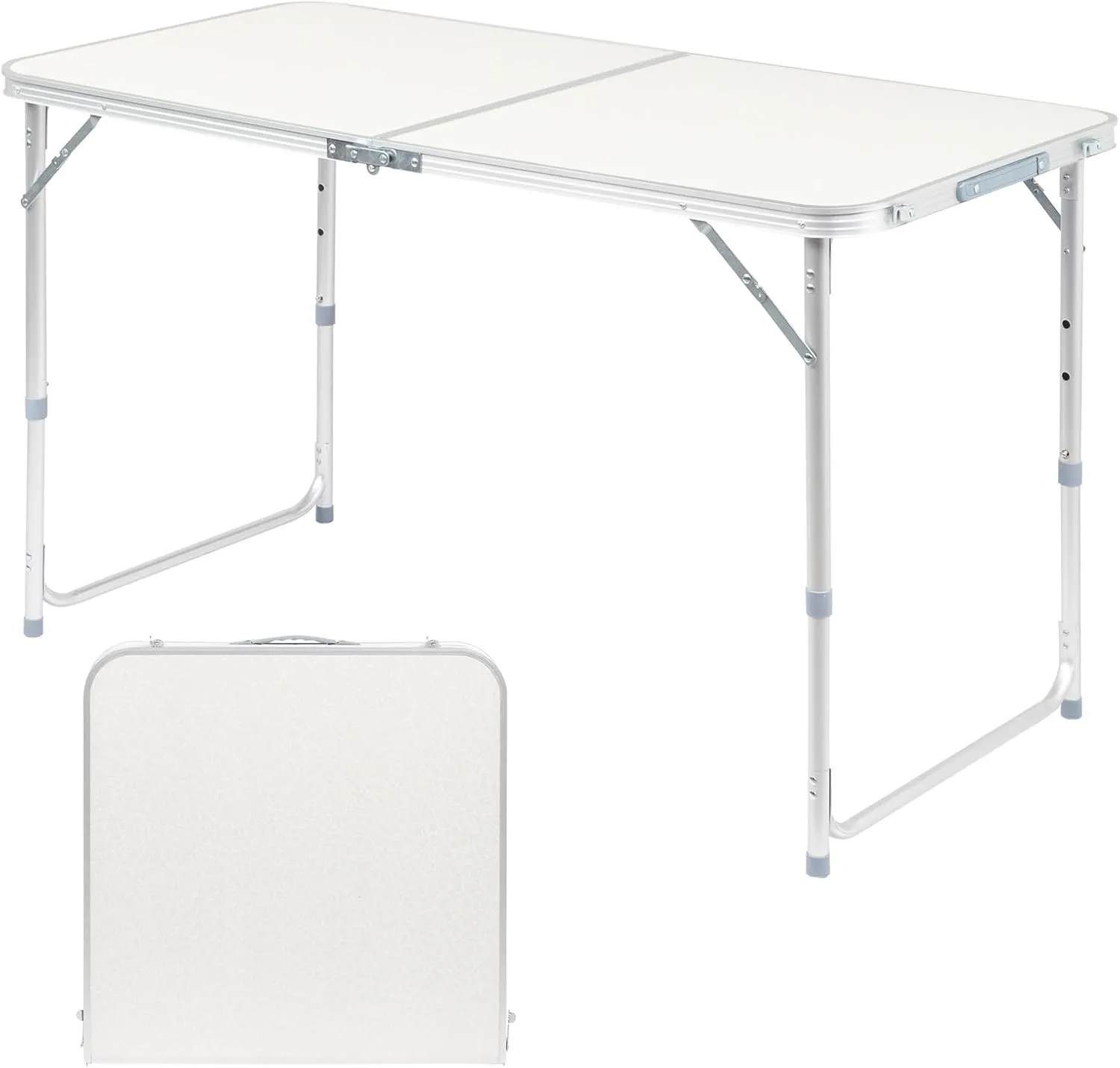 3.0 Ft Folding Portable Camping Table with Adjustable Height Aluminum Legs for Kitchen, BBQ, Dining, Picnic, Cooking, Beach, Garden, Party, Traval, Party, 4-6 People