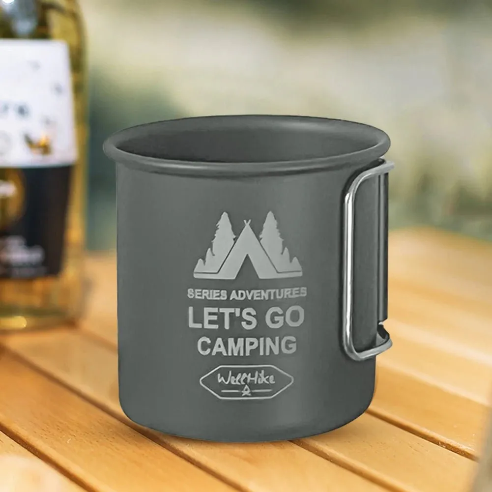 300ML Ultra-Light Aluminium Alloy Camping Mug with Foldable Handle