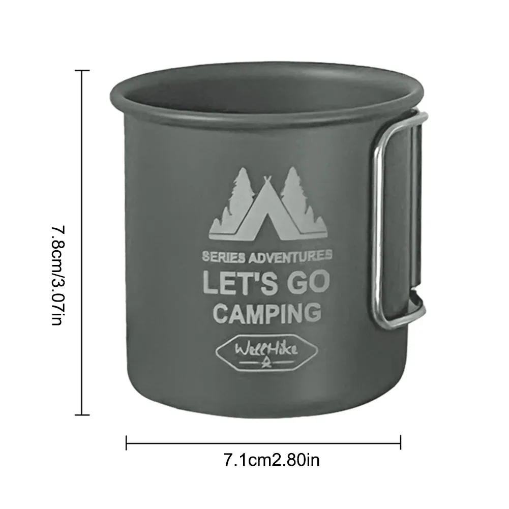 300ML Ultra-Light Aluminium Alloy Camping Mug with Foldable Handle