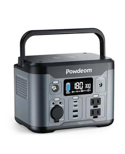 300W Portable Power Station,Powdeom 296Wh Power Bank w/ AC Outlet