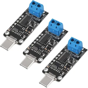3pcs 100W 5A USB-C Fast Charge USB-C PD QC DC 5V 9V 12V 15V 20V Adjustable Voltage Power Trigger Module 5A Type-C Male Terminal Input