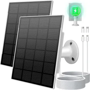 3w Solar Panel for Outdoor Wireless Security Cameras,Built-in Rechargeable 6000mAh Battery,Designed for Cameras 5V Micro USB & USB-C Compatible Charging, IP66 Waterproof, 10ft Long Cable