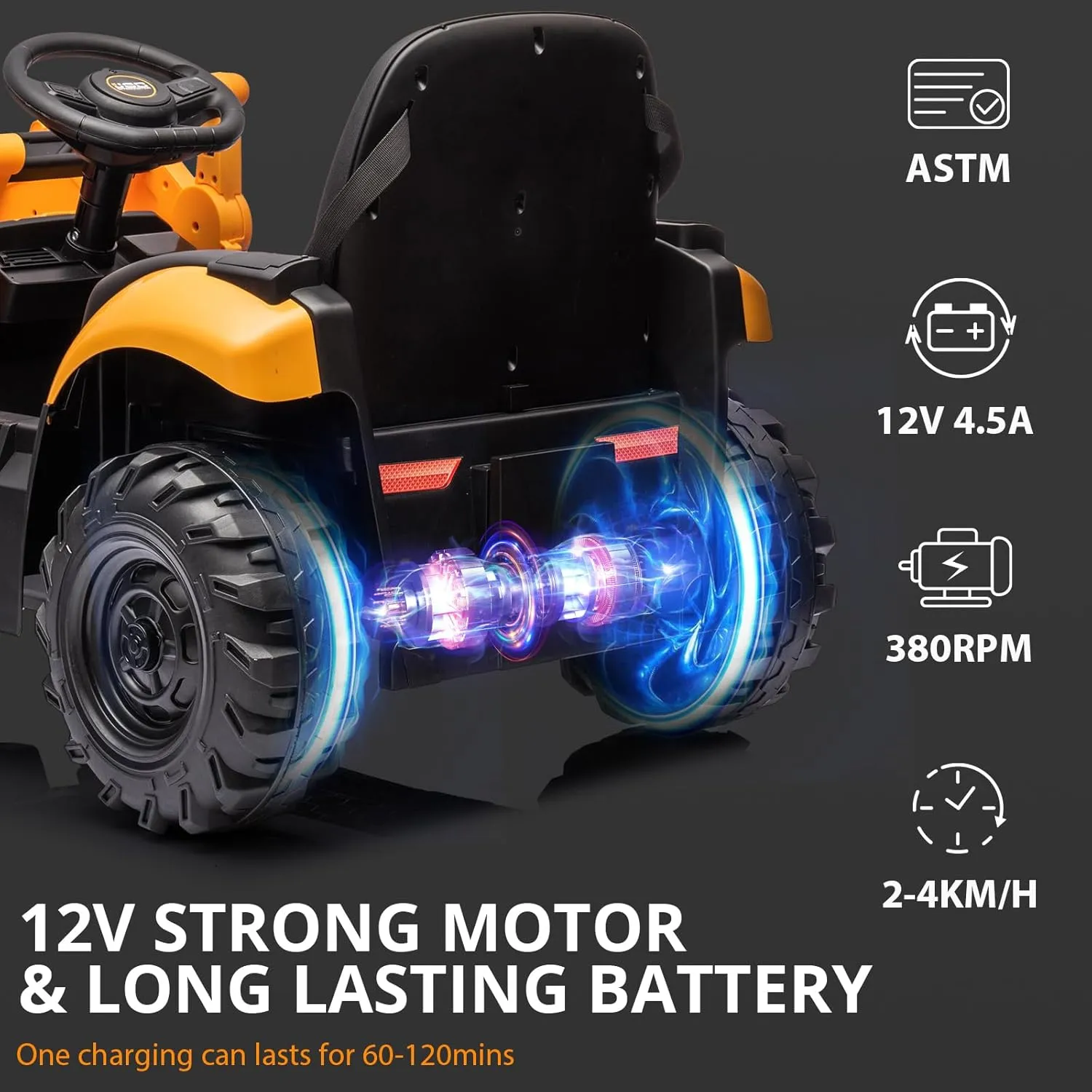 4 in 1 Ride on Excavator, 12V Licensed JCB Excavator Ride on Toy with Remote Control, Front Loader, Horn and EVA Tires, 4 Transformable Forms Kids Excavator Digger, Yellow