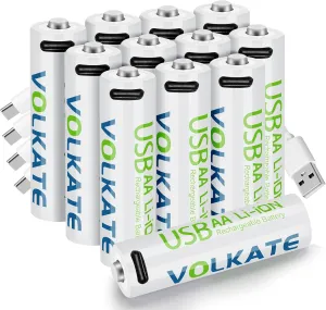 4000mWh Lithium Batteries AA 12 Pack, 1.5V USB Rechargeable AA Batteries, High Capacity Double A Size Li-ion Battery with Charging Cable, for Blink Doorbell Camera, Toy, Game, Remote Controller